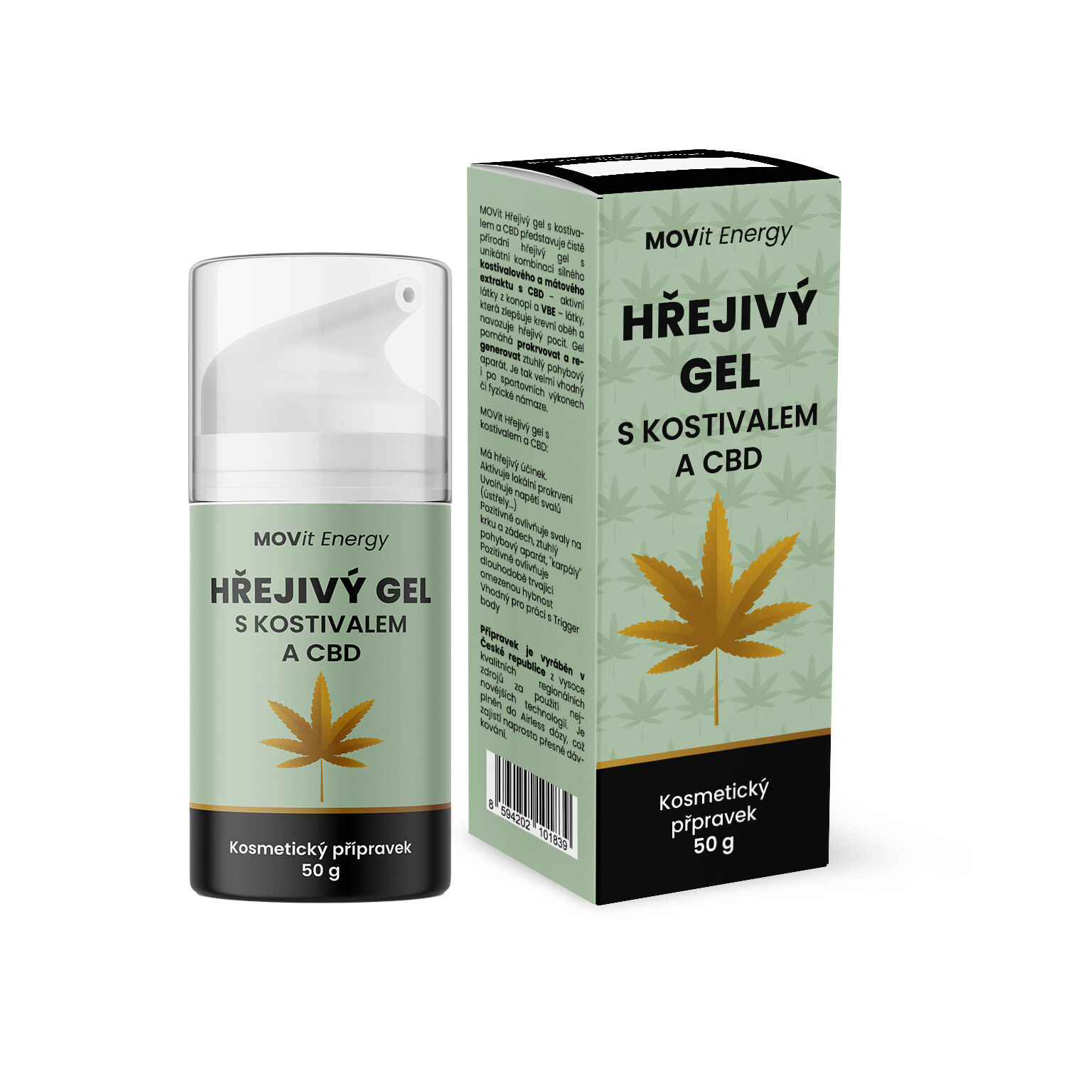 MOVIT ENERGY Hřejivý gel s kostivalem a CBD 50 g