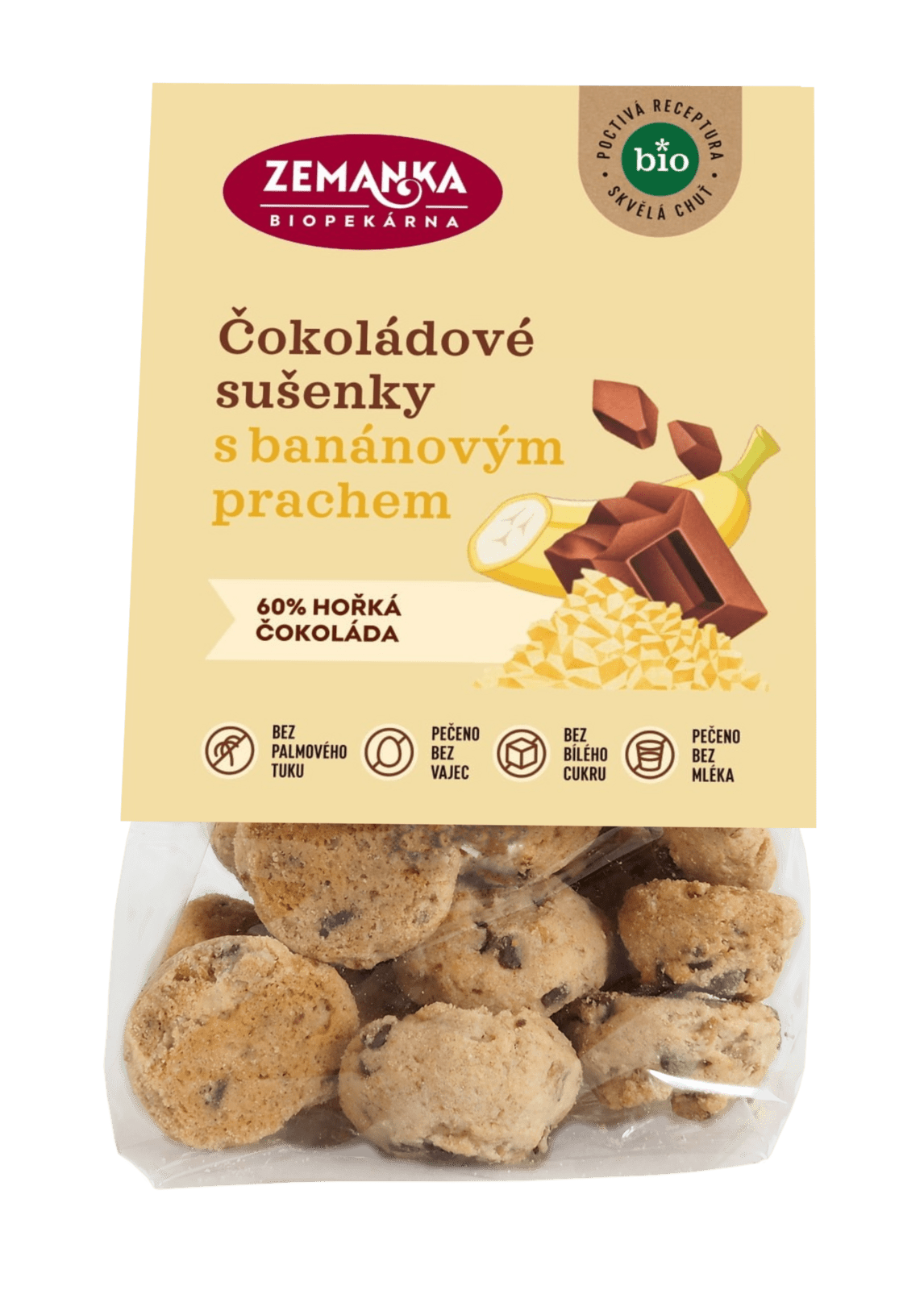 ZEMANKA Bio sušenky s čokoládou a banánovým prachem 100 g