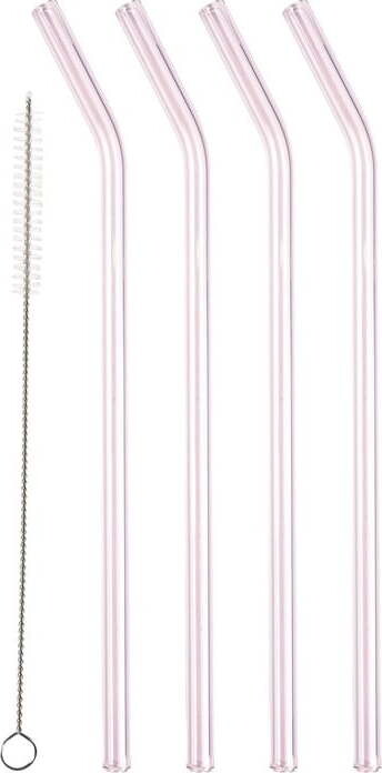 Skleněná brčka v sadě 4 ks s čistícím kartáčkem – Lyngby Glas