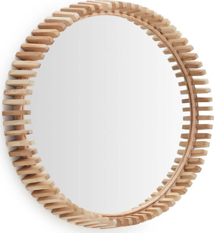 Nástěnné zrcadlo s dřevěným rámem ø 60 cm Polke – Kave Home