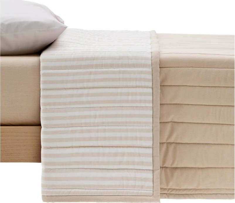 Béžový prošívaný přehoz z Bio bavlny 180x240 cm Sini – Kave Home