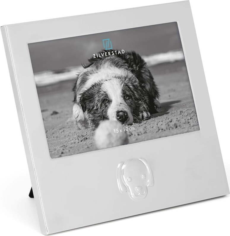Kovový stojací rámeček ve stříbrné barvě 16x17 cm Dog – Zilverstad