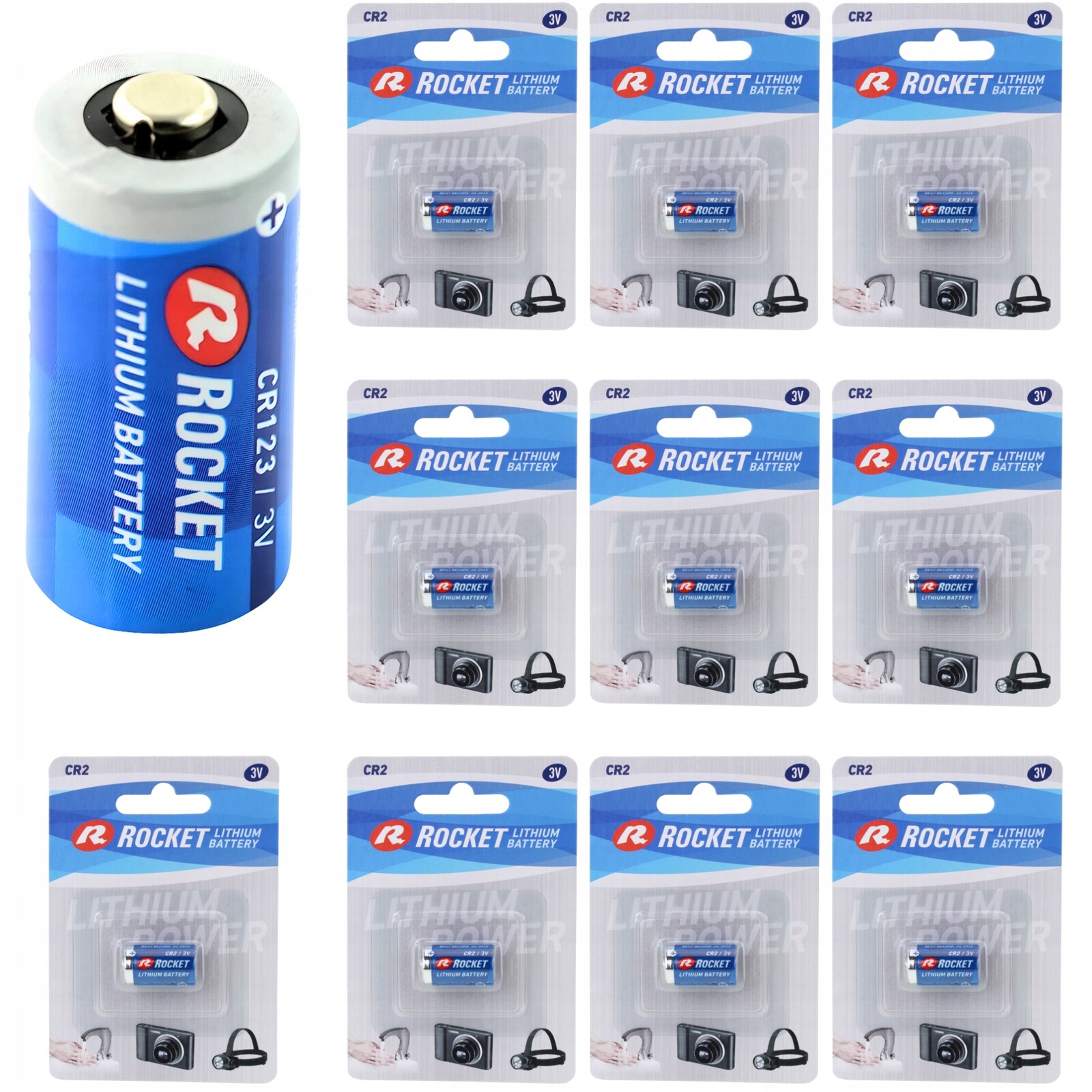 10 x Lithiová Baterie CR2 3V Rocket DLCR2 Foto Pro Fotoaparát Baterie Sada DLCR2