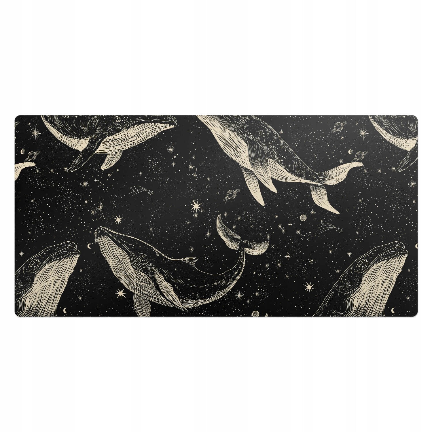 Ochranná dekorativní podložka na kancelářský stůl Velryby ve vesmíru 100 x 50 cm