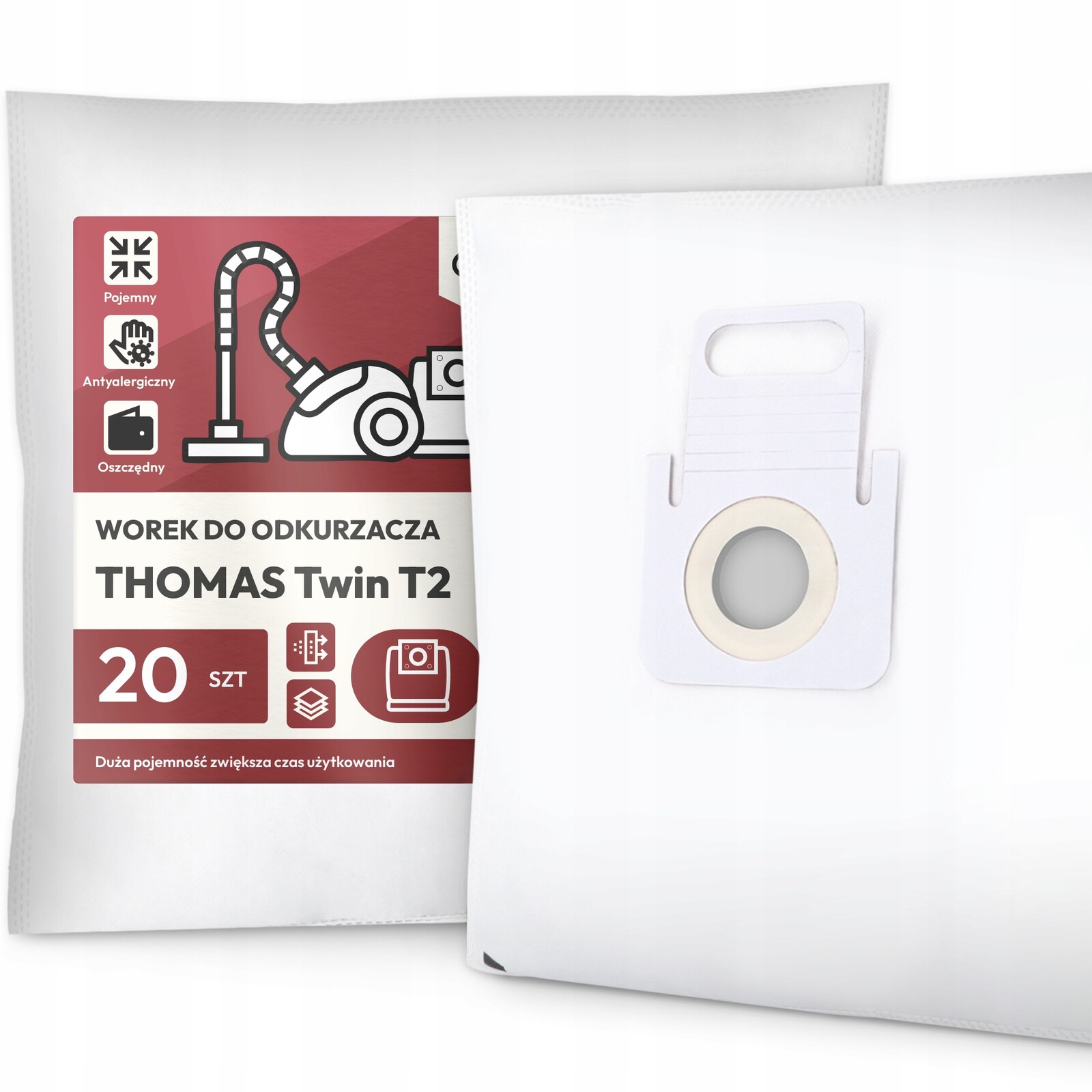 20 x Sáček Do Vysavače Thomas Twin T2 Syntetický Sáček Filtrační Sáčky
