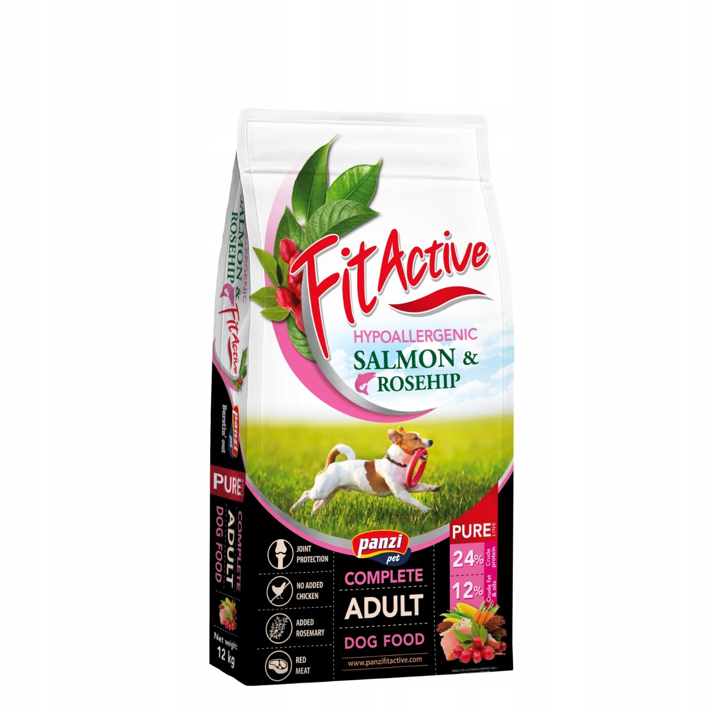FitActive Pure Hypoallergenic s lososem a šípky - Výhodné balení: 2 x 12 kg
