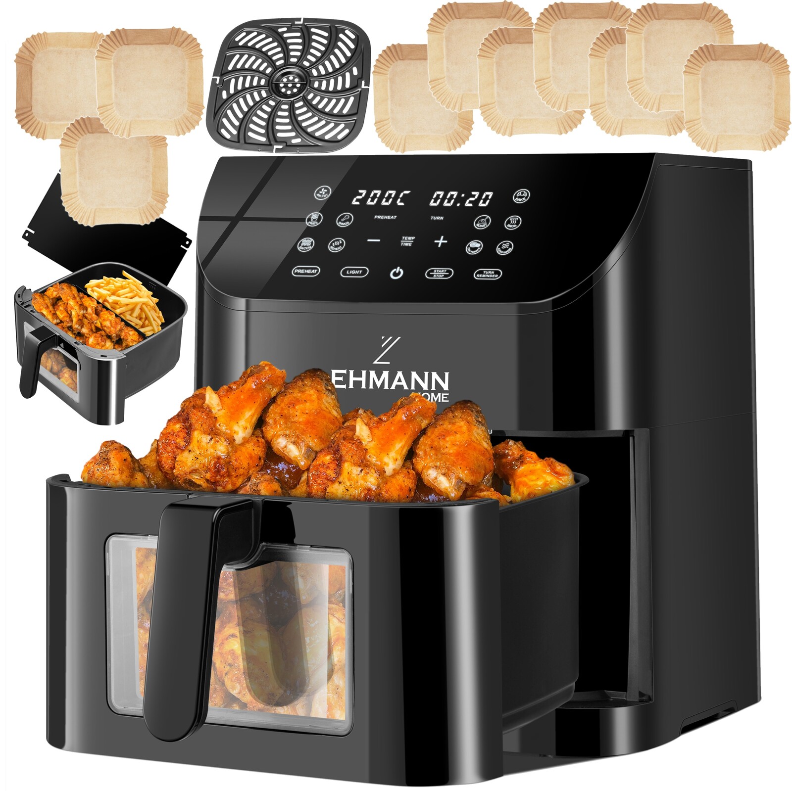 Fritéza Beztuková Fritéza 8 L Trouba Airfryer Dvoukomorová Led