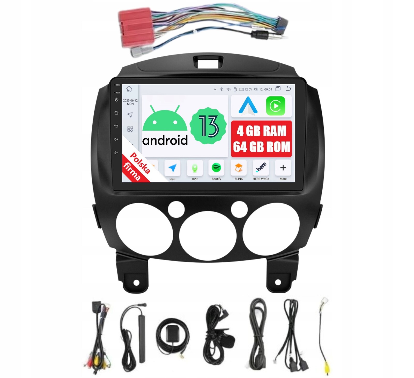 Navigace Autorádio 2DIN Android Mazda 2 II 4/64 Gb Dsp Carplay Lte