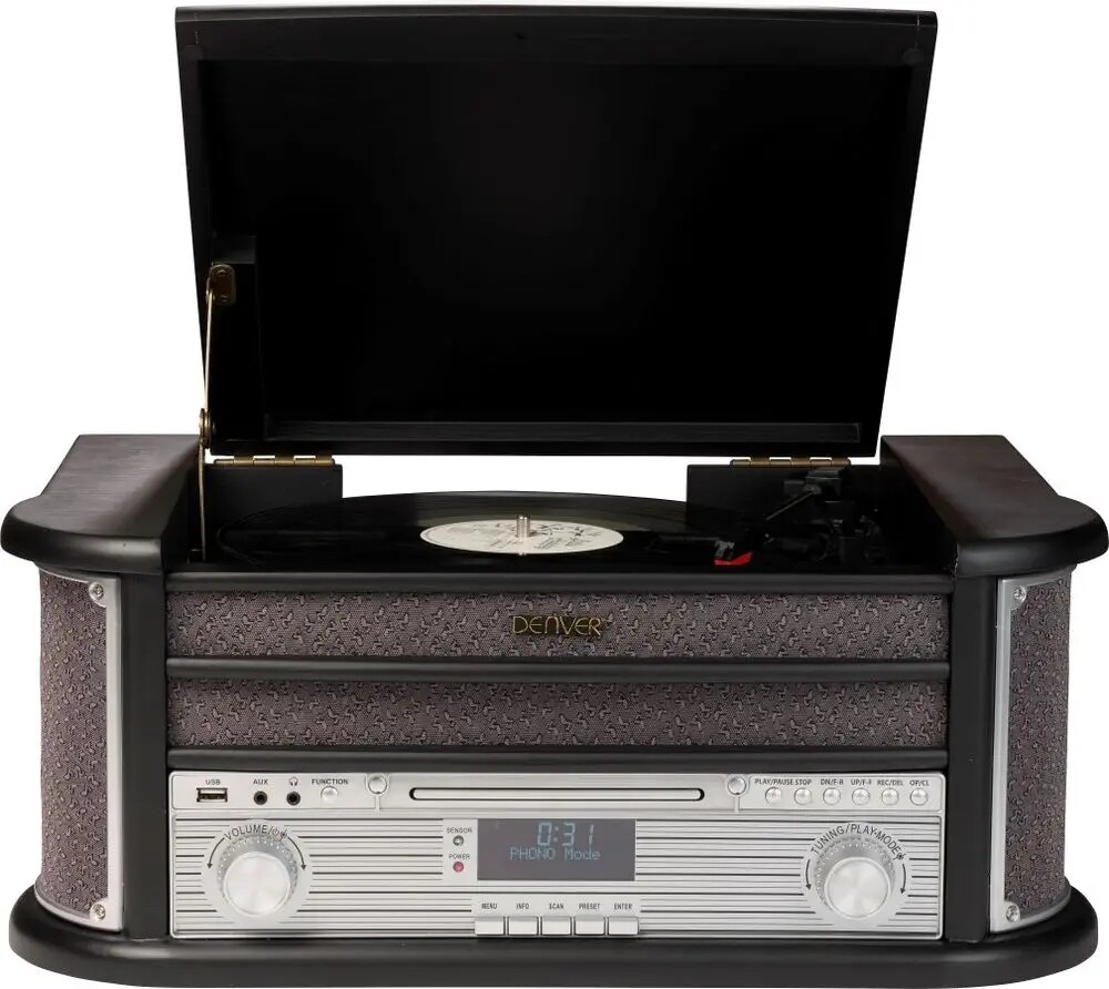 Gramofon s reproduktory Denver -51 Retro, CD, Usb, kazeta, Fm a Dab rádio