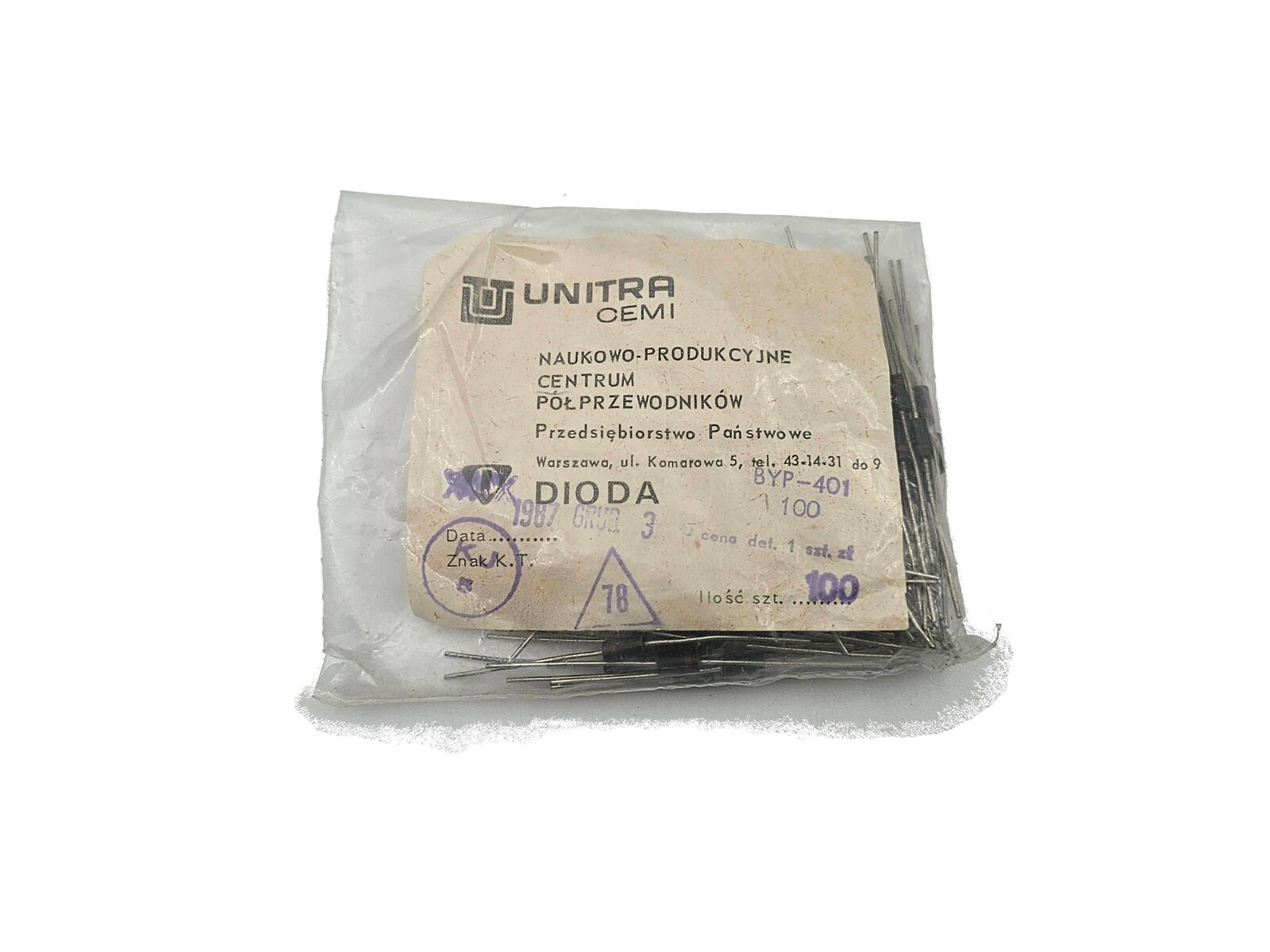 BYP401-100 originálně zabalené diody od výrobce Unitra Cemi 100 ks