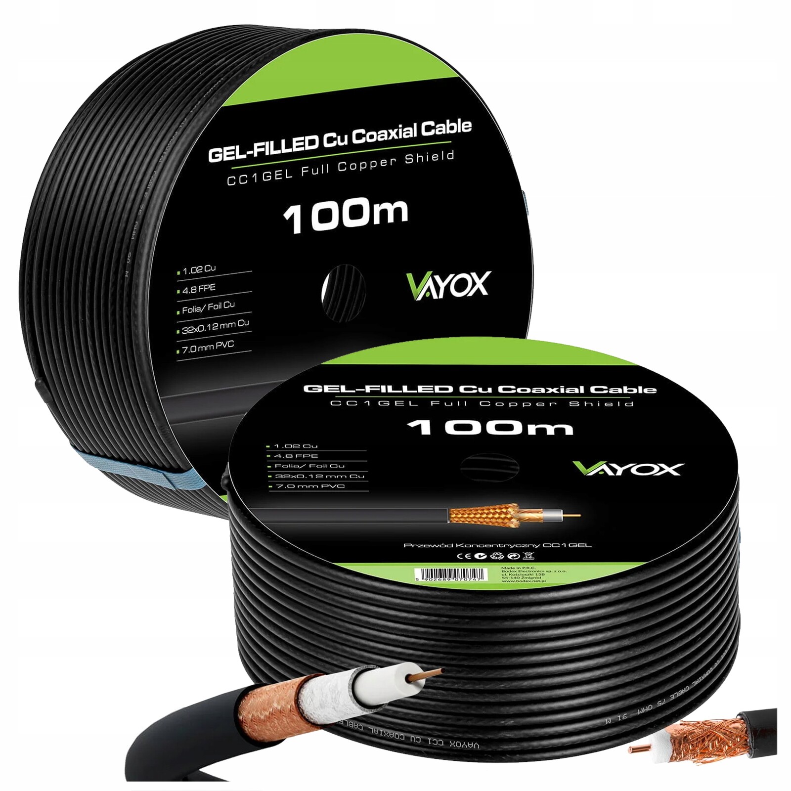 Anténní kabel zemní gelový měděný 100 m 4K Full Hd Lte satelit Tv