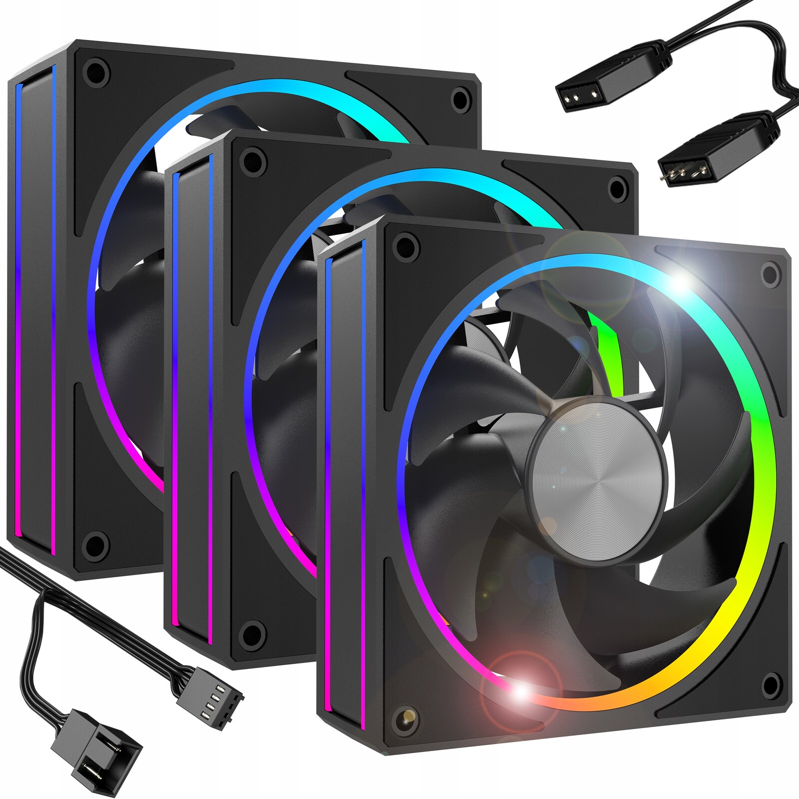 Sada 3 Kusů Tichý Argb Led Ventilátor Pro Počítač 120mm 12V 4PIN 5V