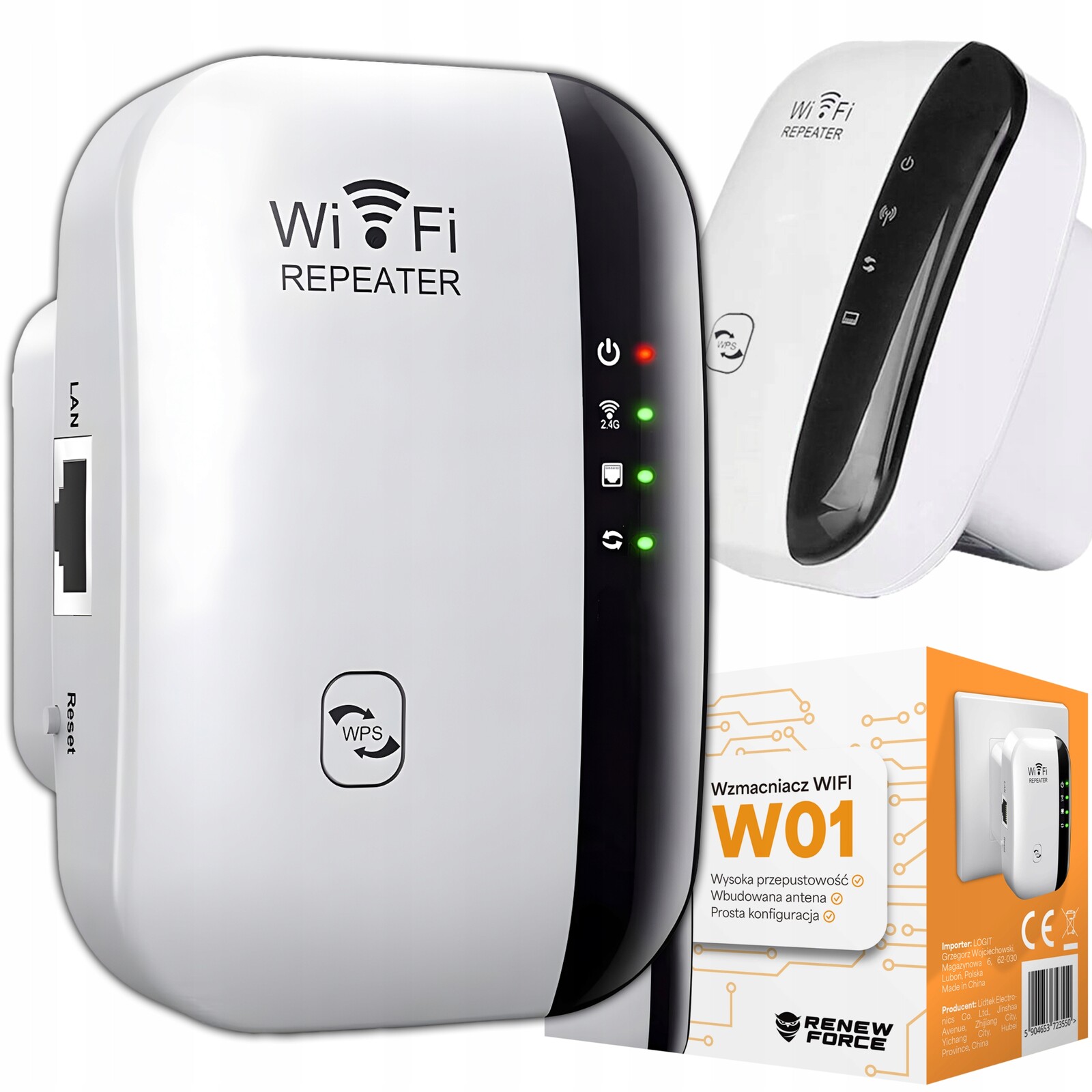 Zesilovač signálu Wi-FI Výkonný opakovač přístupového bodu Router 300 Mb/s 2.4 GHz