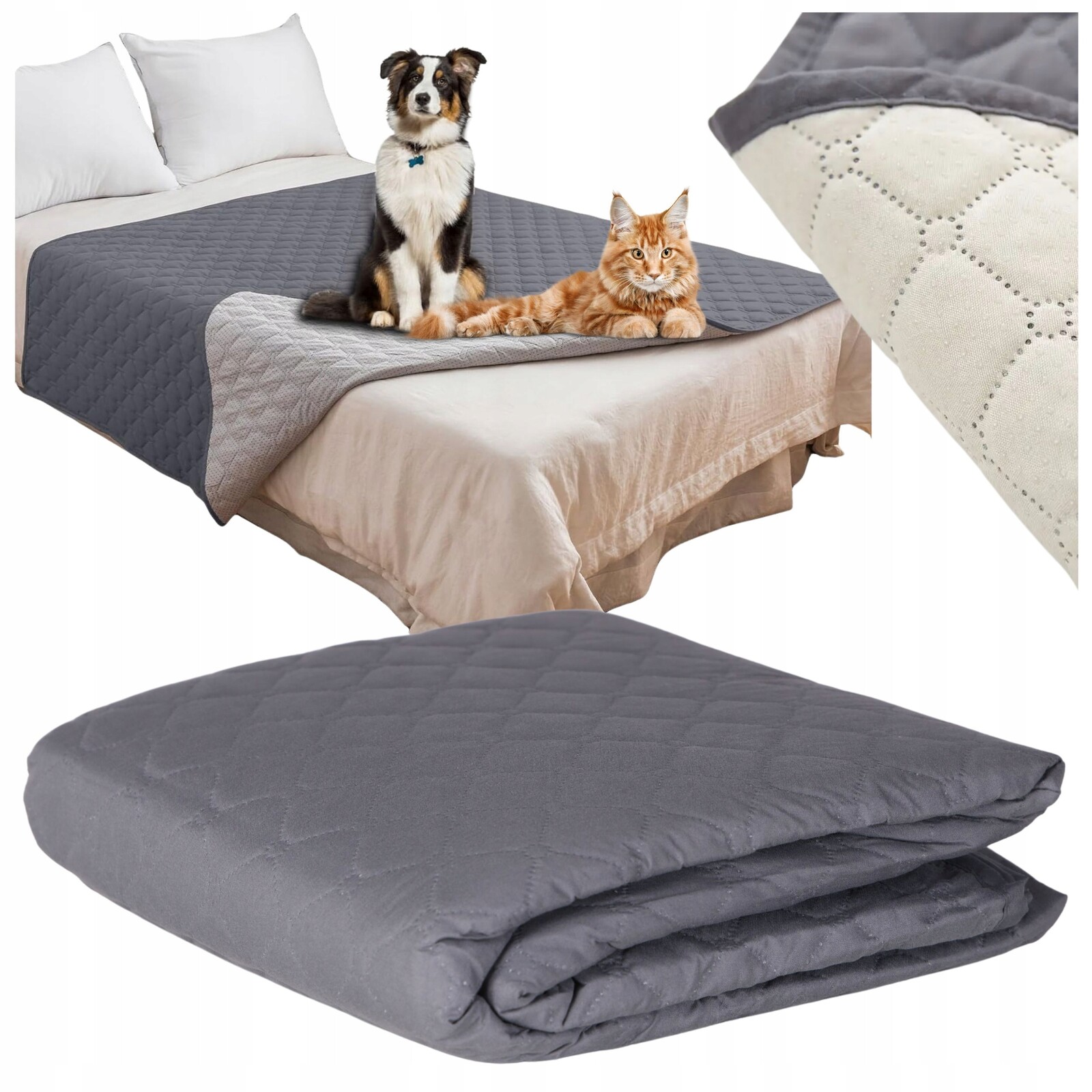 Ochranná podložka na postel pro psa, protiskluzová, voděodolná, 170 x 210 cm