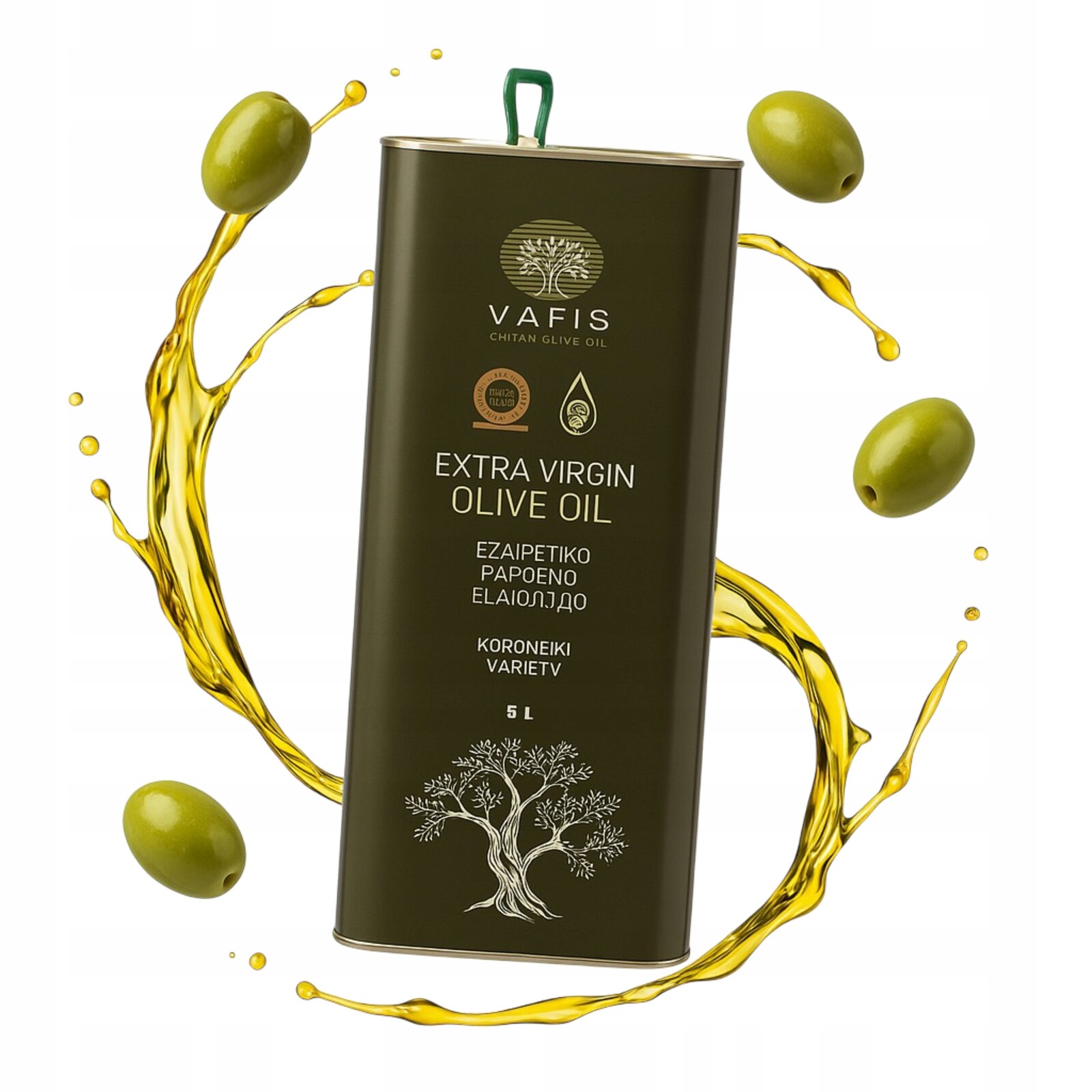 Extra Panenský Olivový Olej 5 L, Řecko, Lisovaný Za Studena, Prémiový Vafis