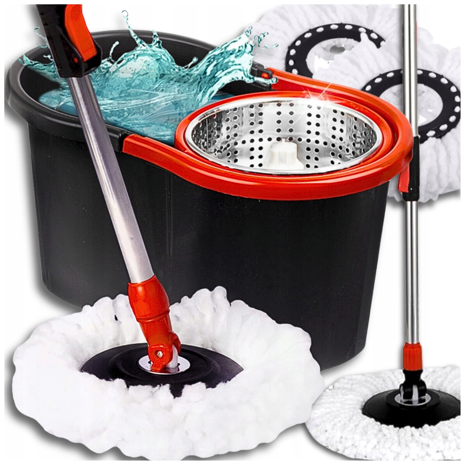 Rotační Mop 3v1, pevný, Odolný, Kovový