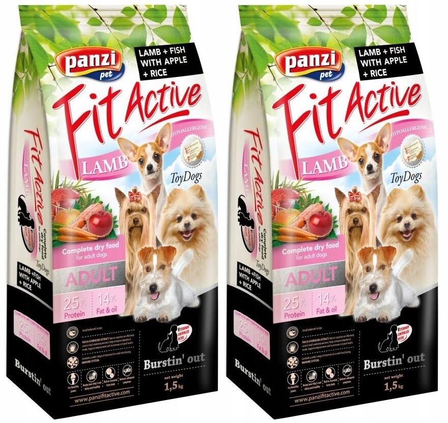 Fit Active Hypoallergenic Toy Dogs Lamb&Fish miniaturní plemena 2 x 1,5 kg