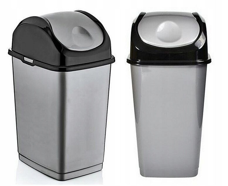 2 x 35L Velký Odpadkový Koš S Odnímatelným Víkem, šedo-černý