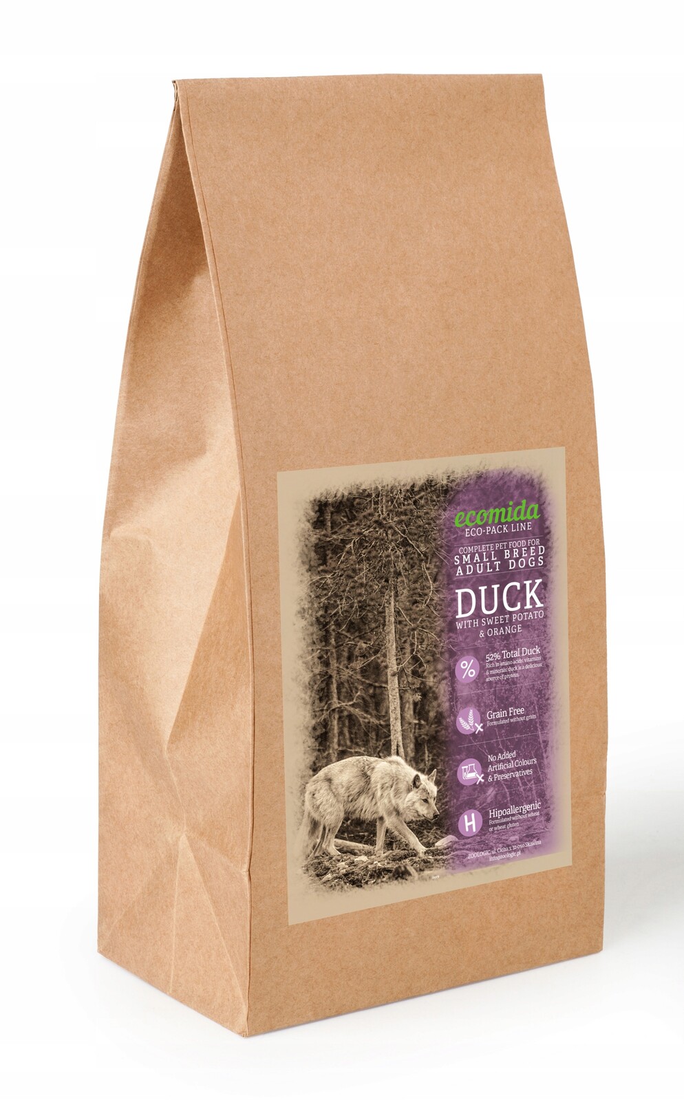 Ecomida Grain Free pes plemeno malé kachna 2 kg