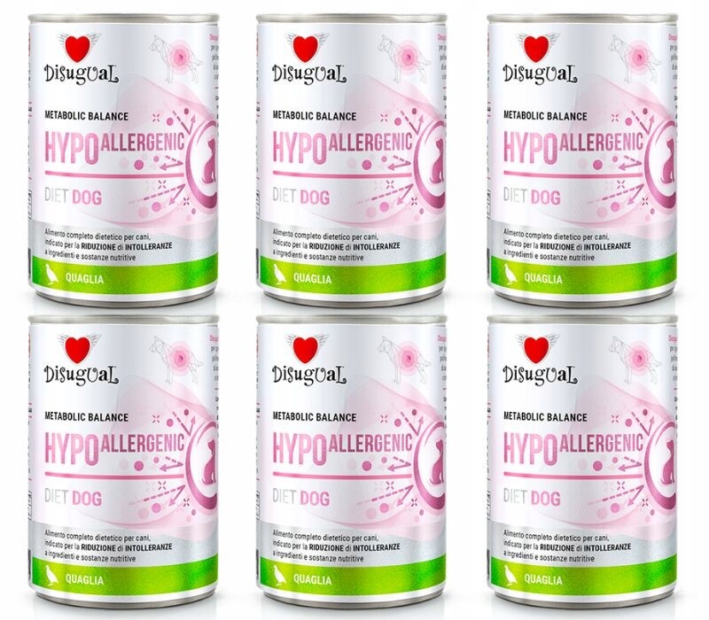 Disugual Psi Mokrá veterinární dieta Hypoalergenní křepelka 6 x 400 g