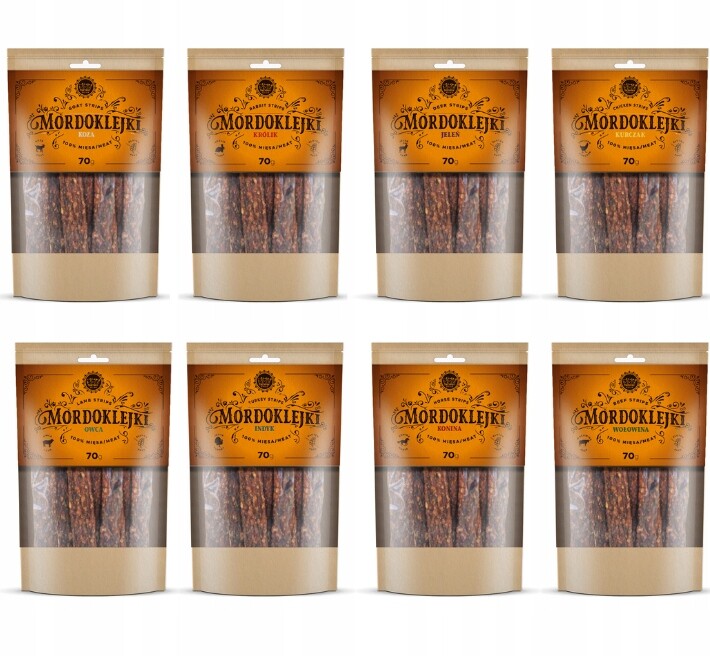 Pochoutky pro psa Mordoklejky MIX 100% Maso 8x70g