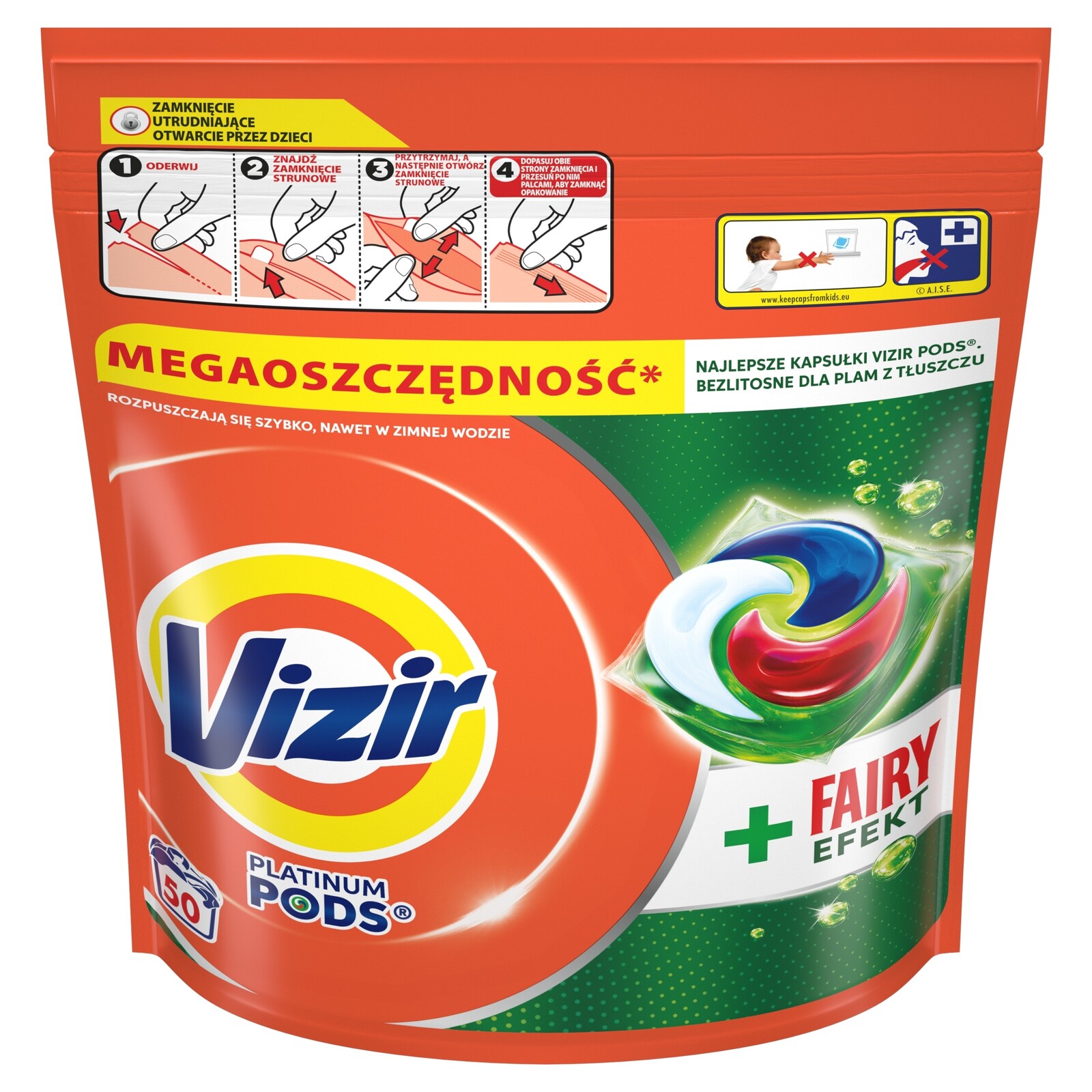 Vizir Fairy Effect Pods Kapsle na praní, 50 praní