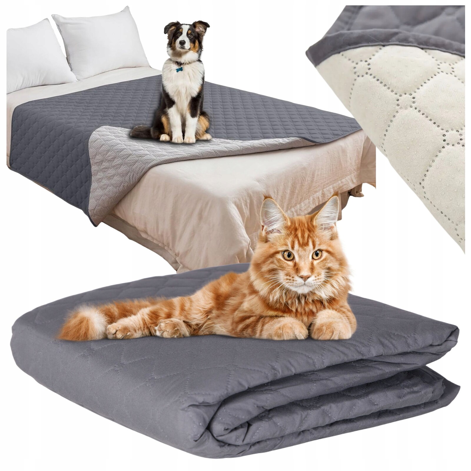 Ochranná podložka na postel pro psa, protiskluzová, voděodolná, 130 x 210 cm