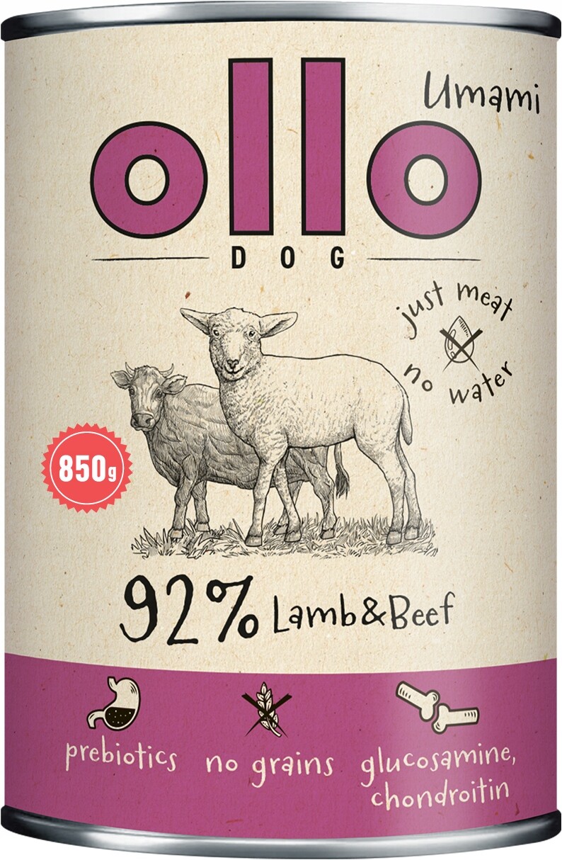 Ollo Umami Jehněčí Hovězí Krmivo Vlhké pro psa Set 6x850g