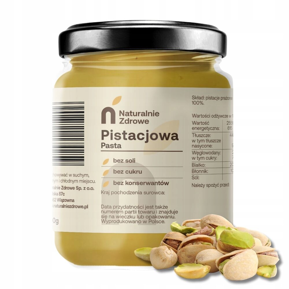 Pistáciová pasta bez přísad přírodní 500 g Naturalnie Zdrowe