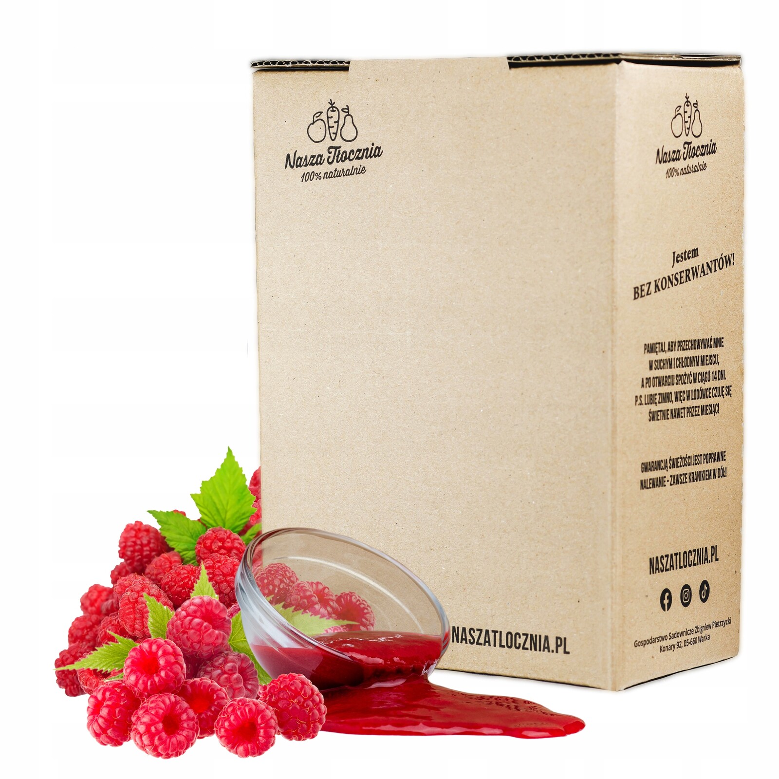 Prémiové 100% malinové pyré pouze 32,66 PLN/kg 3kg