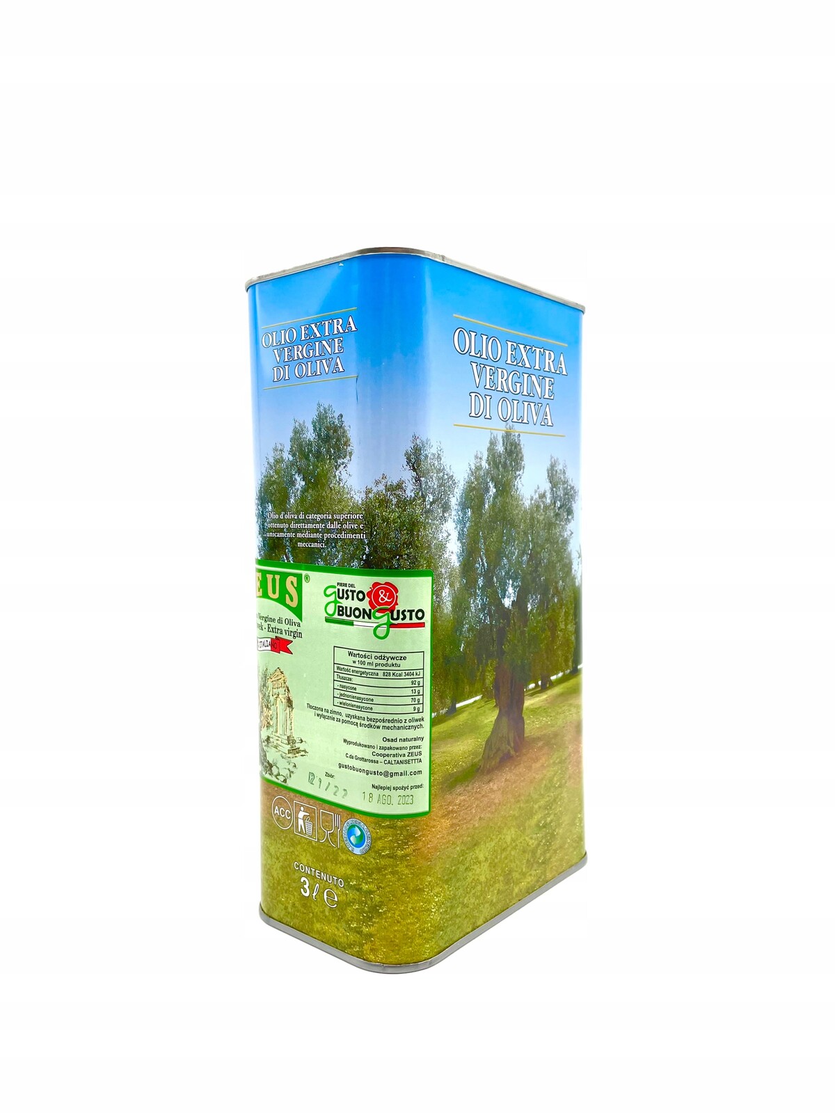 Olivový olej Zeus -3litry. Sicílie extra vergine