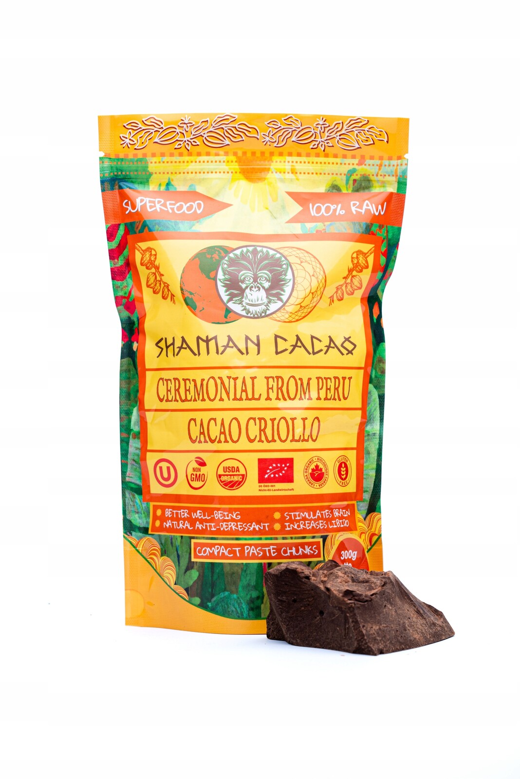 Pravé obřadní kakao z Peru (Criollo) Shaman Cacao 0,3 kg