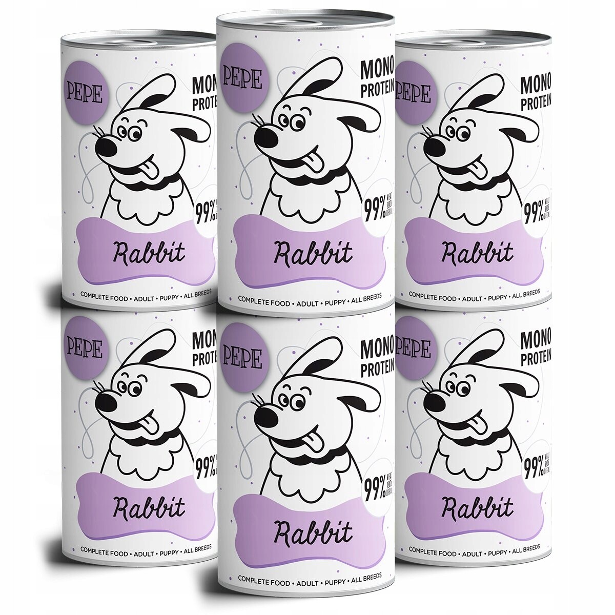 Paka Zwierzaka Pepe Krmivo pro psy Rabbit Králík 6x400 g