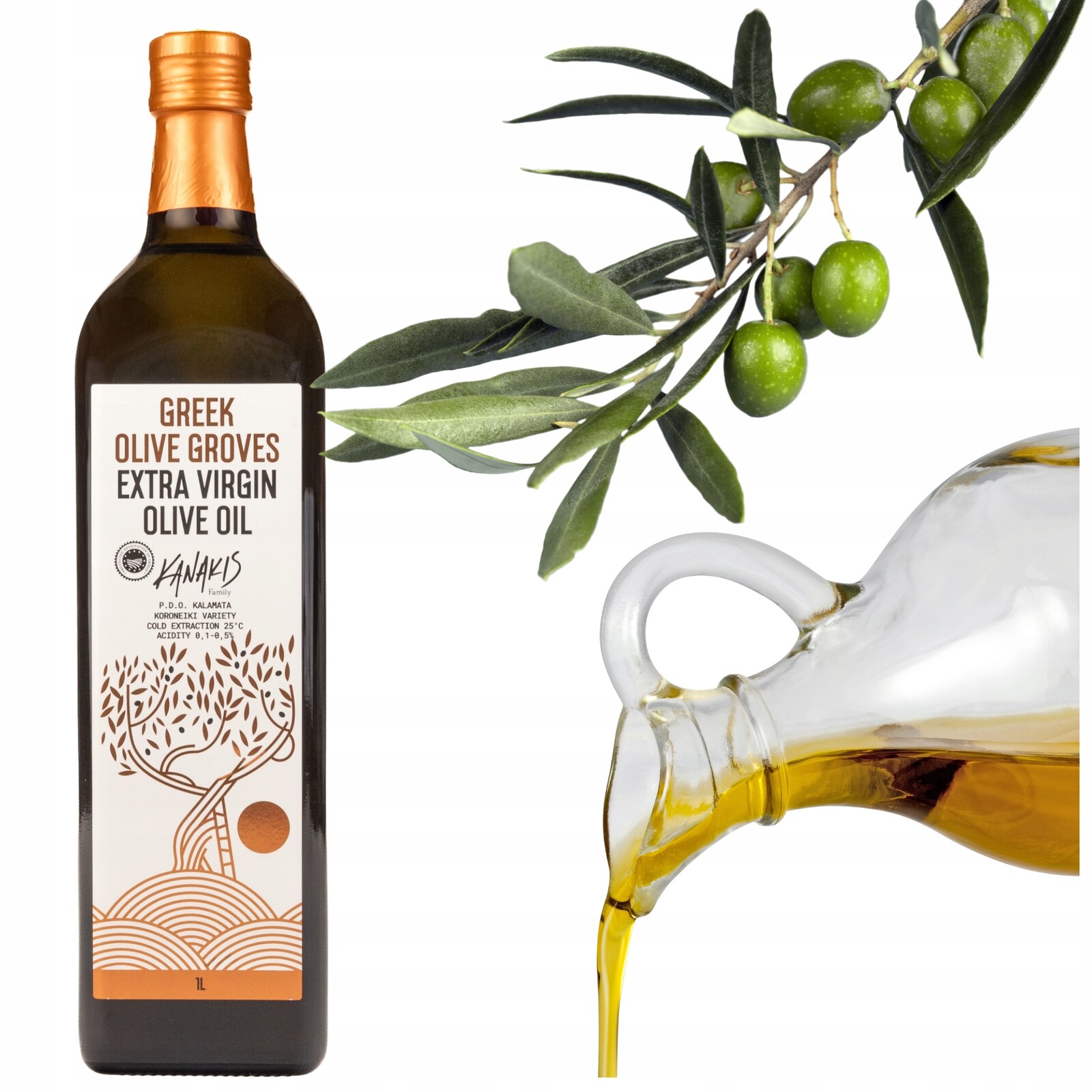 Řecký extra panenský olej 1l Premium Sametová Kanakis Čerstvá Sbírka 2024/25