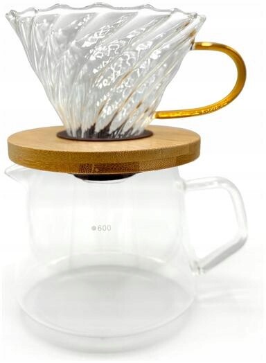 Kávovar 600ml skleněný s dripem server sada
