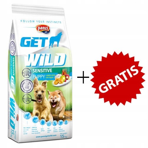 GetWild Sensitive Puppy Lamb pro citlivá štěňata 15 kg Dárek