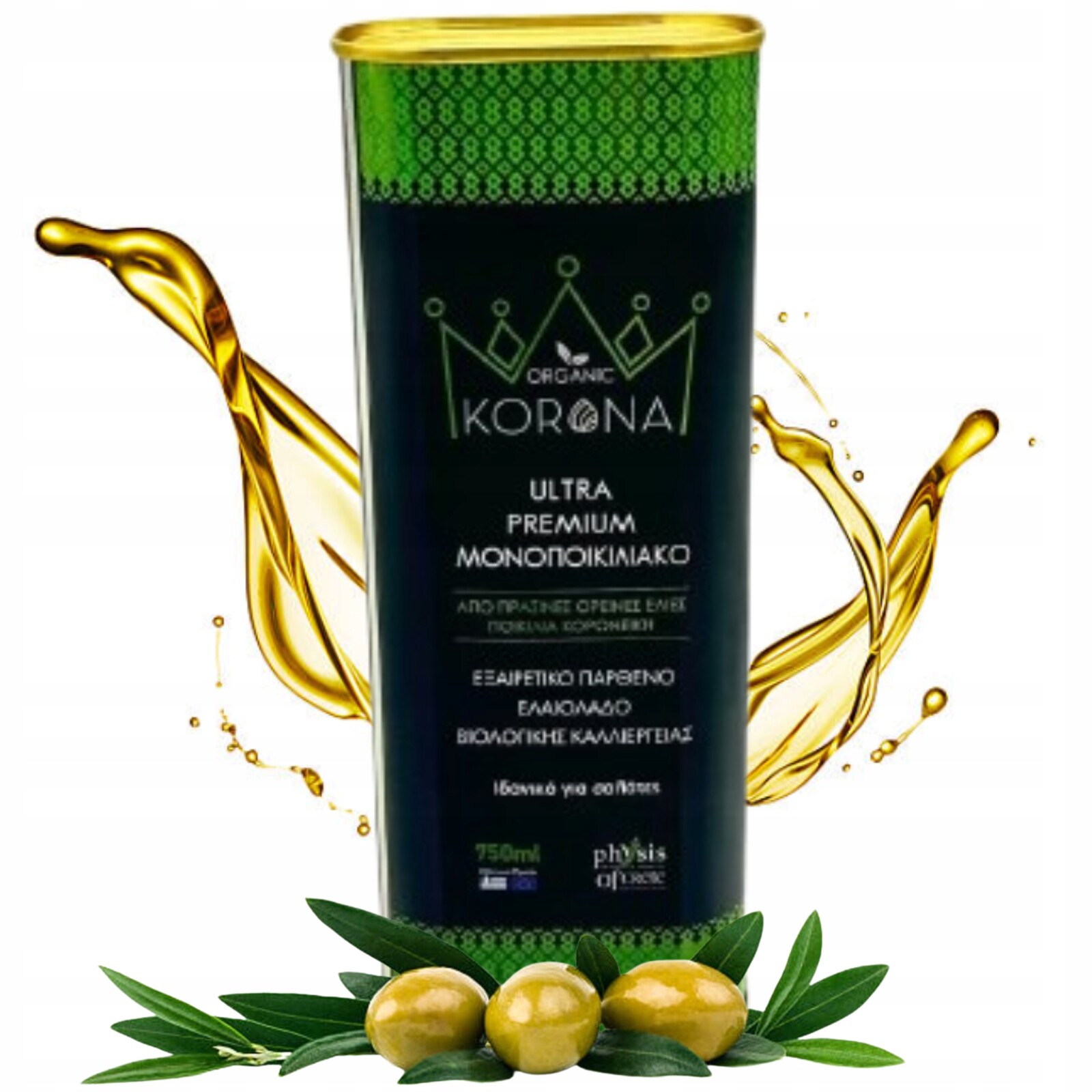 Olivový Olej Řecká Koruna Premium Organická Bio Plechovka 750 ml Physis