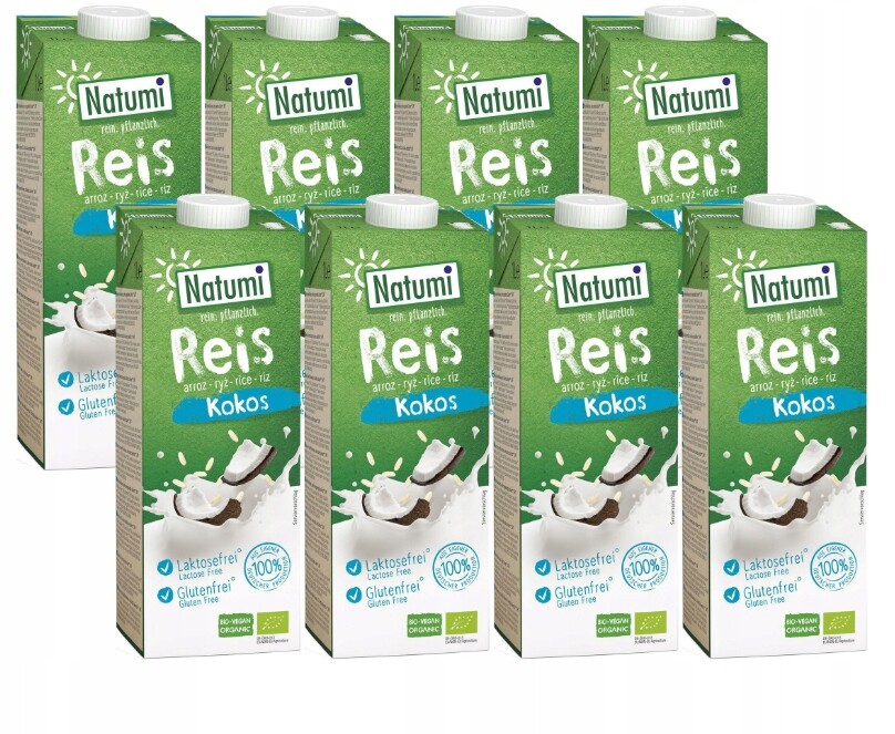 Natumi Sada 8 x Rýžovo-kokosový nápoj bez cukru Bezlepkový Bio Eko 1L