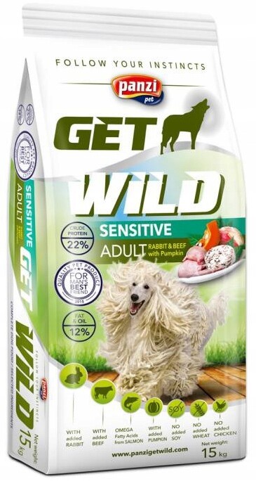 GetWild Sensitive Králík & Hovězí s dýní 15kg bez pšenice a kuřete