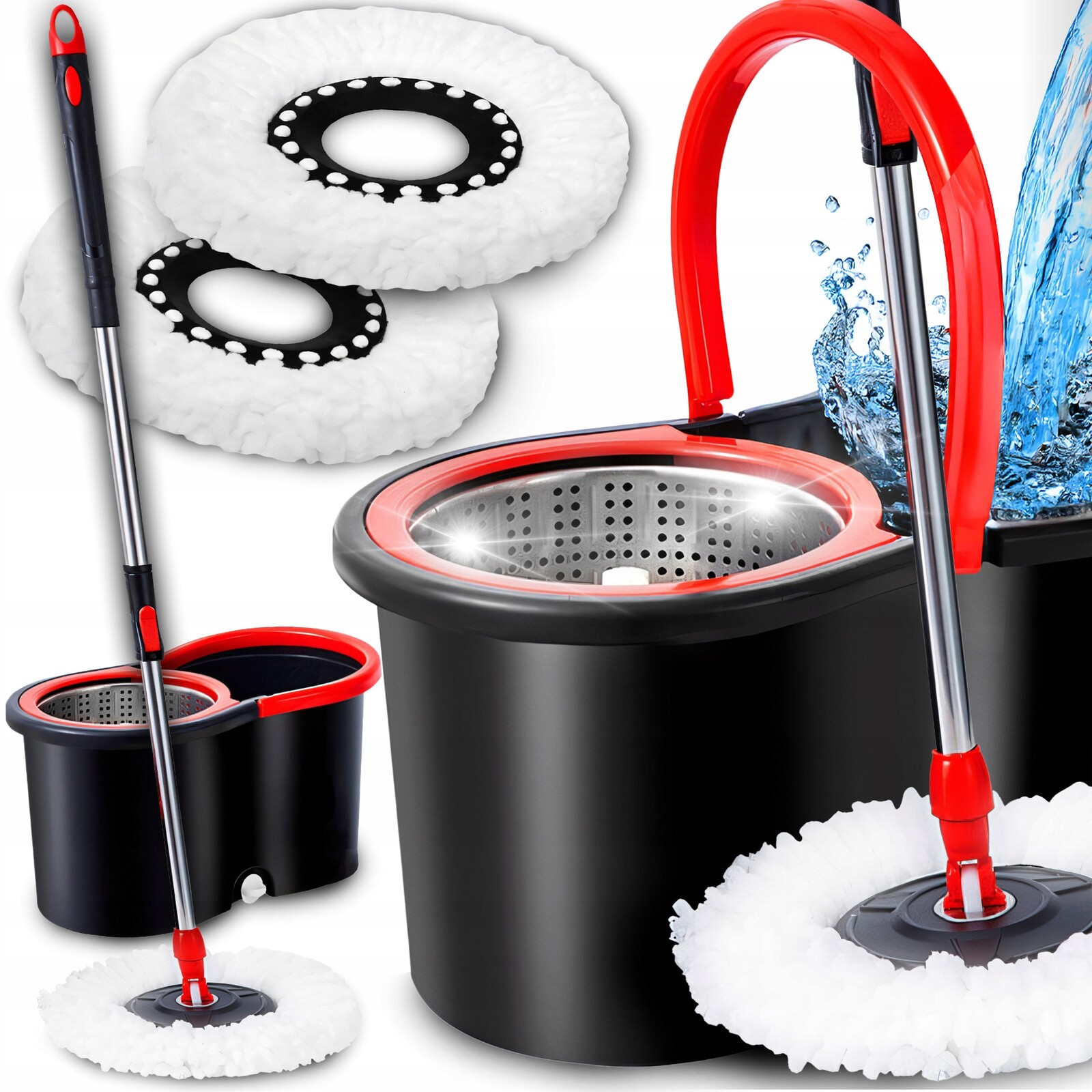 Rotační Mop 360 Spin Turbo 3V1, Nástavce, Kbelík Na Kolečkách, Pohon