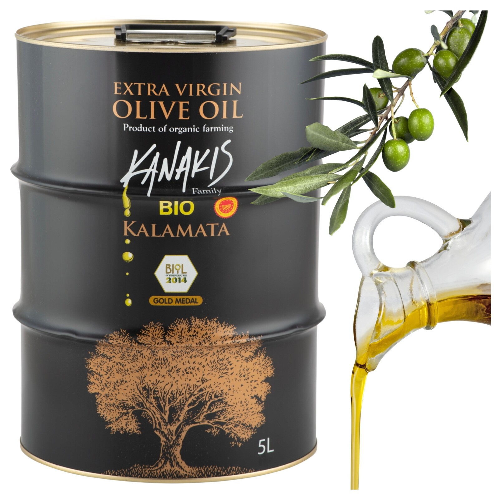 Extra panenský olivový olej řecký Bio Eko konzerva 5 l Certifikovaná Kanakis