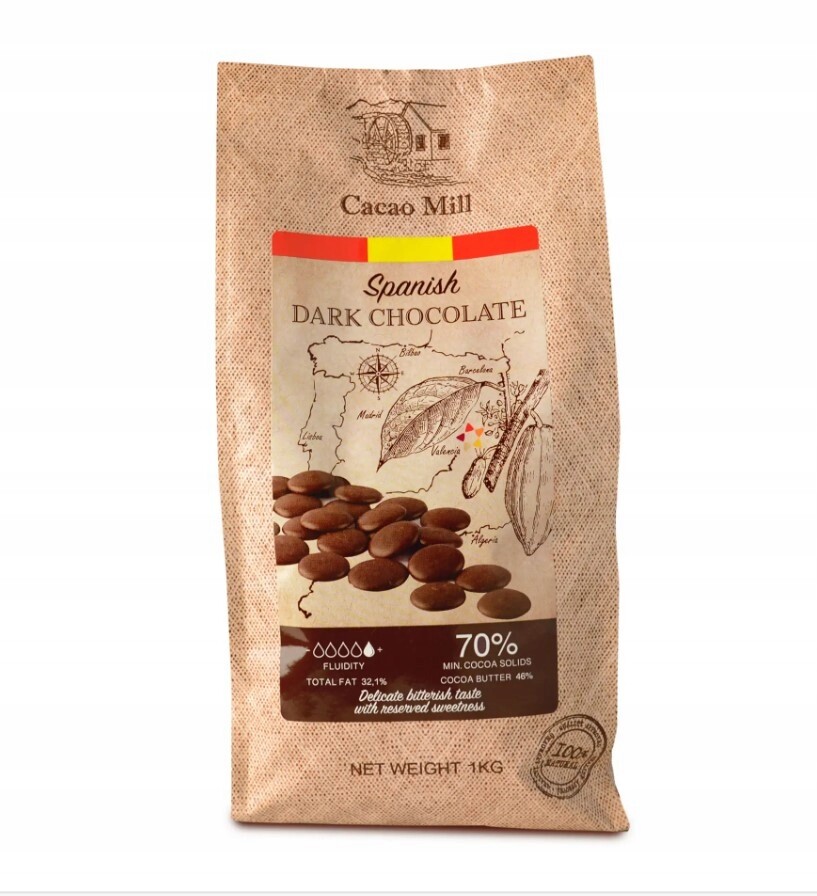 Hořká čokoláda španělská 70% Cacao Mill 1kg