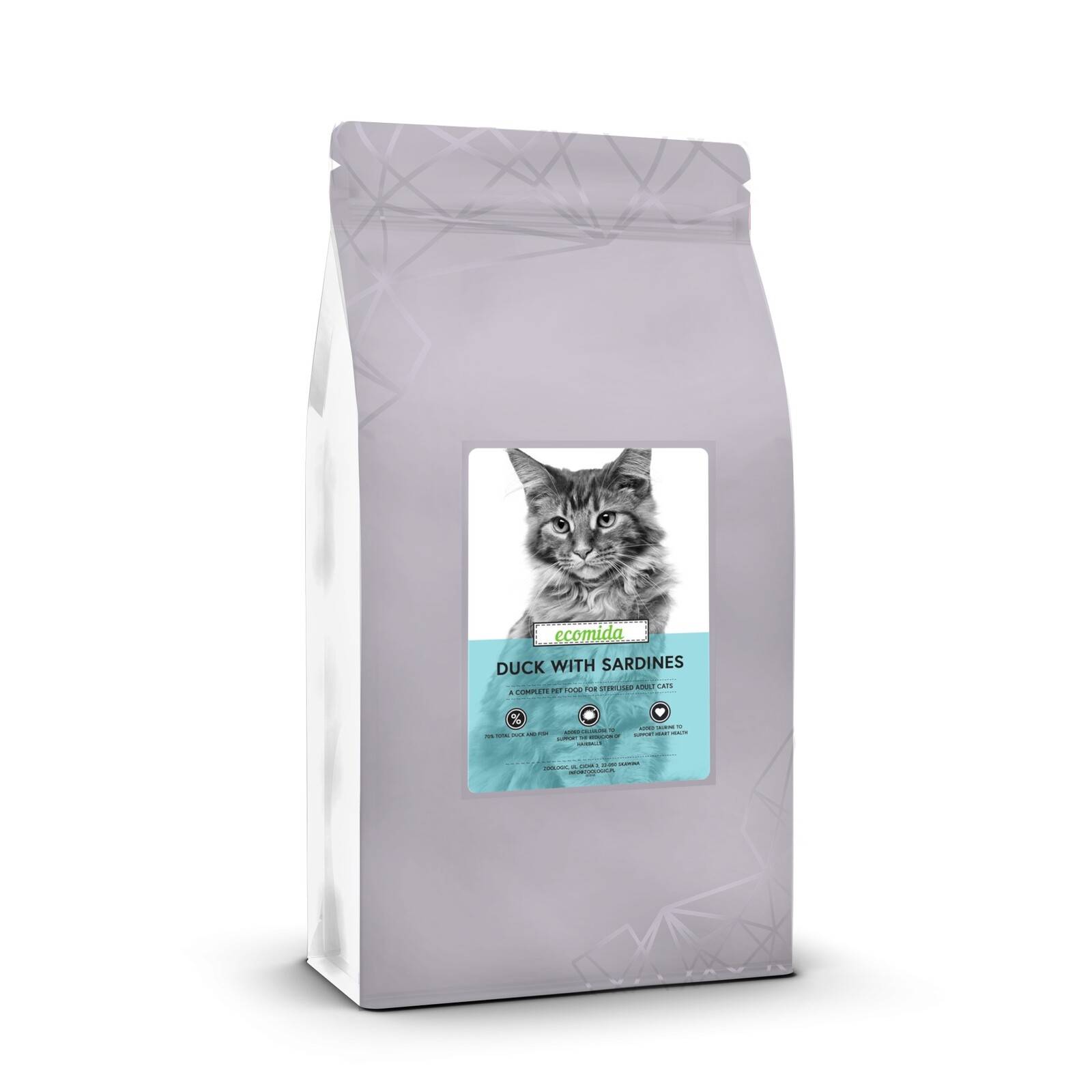 Ecomida Connoisseur Kachna Sardinky 1,5 kg suché krmivo bez obilovin pro kočky