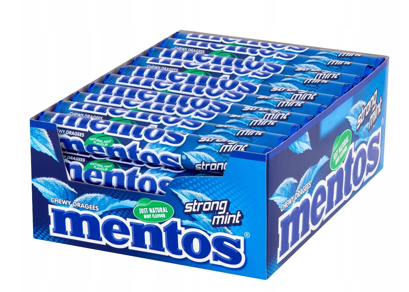 Žvýkací bonbóny s příchutí silné máty. Mentos 1500 g