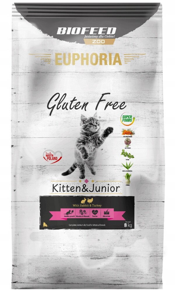 Biofeed Euphoria Junior Suché krmivo pro koťata kočky krůta králík 8kg