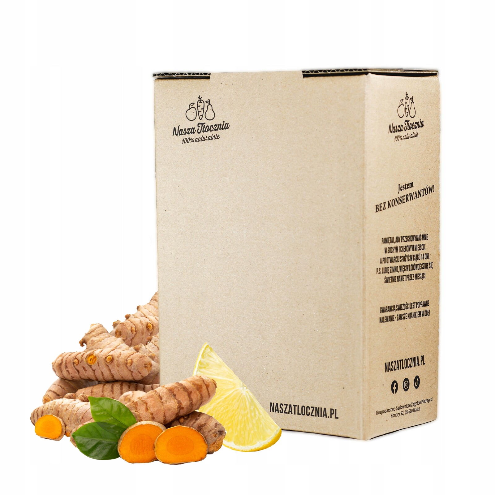 Lisovaná šťáva 100% Kurkuma Nasza Tłocznia z prémiové kurkumy složení 95%/5% 3L