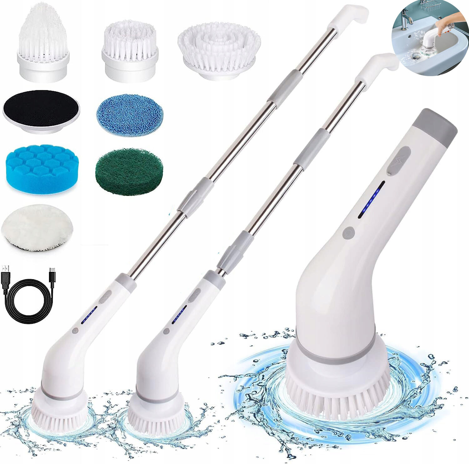 Mop Elektryczny Elektryczna Szczotka Do Czyszczenia Łazienki, Składana 8w1