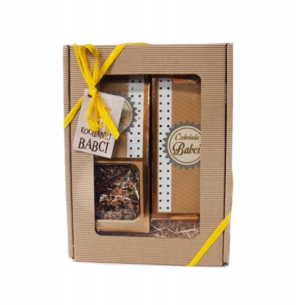 dárková sada Pro Babičku Čokoláda a Čaj, vzor puntíků