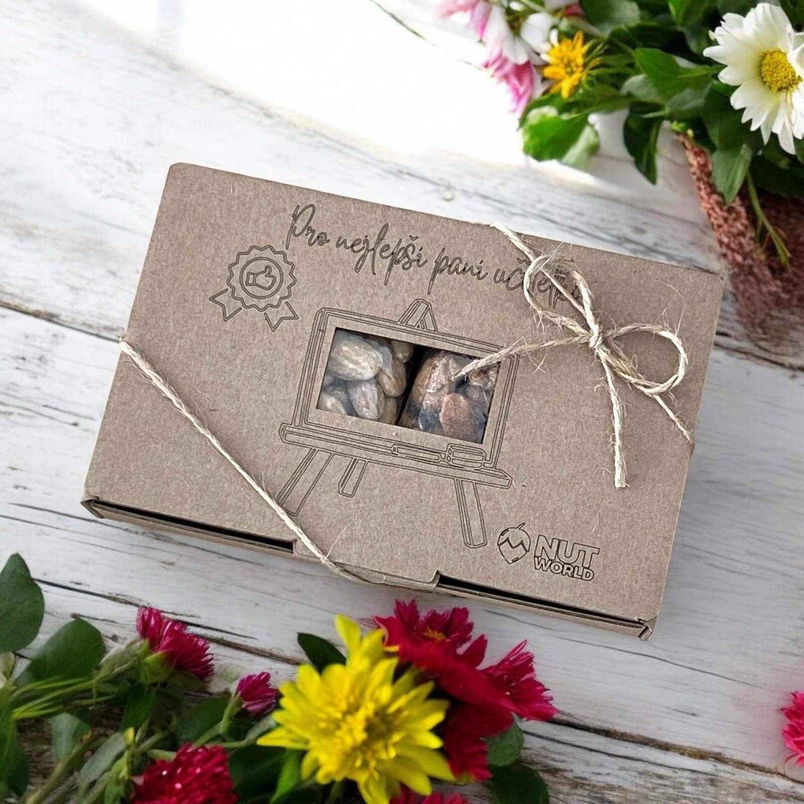 Nutworld.cz Dárková ořechová krabička 2x50g PRO PANÍ UČITELKU