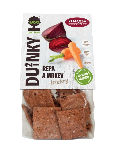 ZEMANKA UGO Slané krekry s dužinou z červené řepy a mrkve 100 g